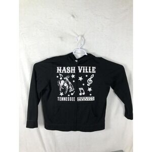 Nashville‎ Tennessee Hoodie Mens Medium Black Full Zip Music City USA Graphic